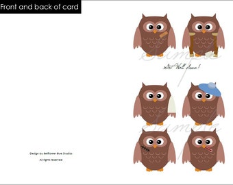 Owls Get Well Card Printable (INSTANT DOWNLOAD)