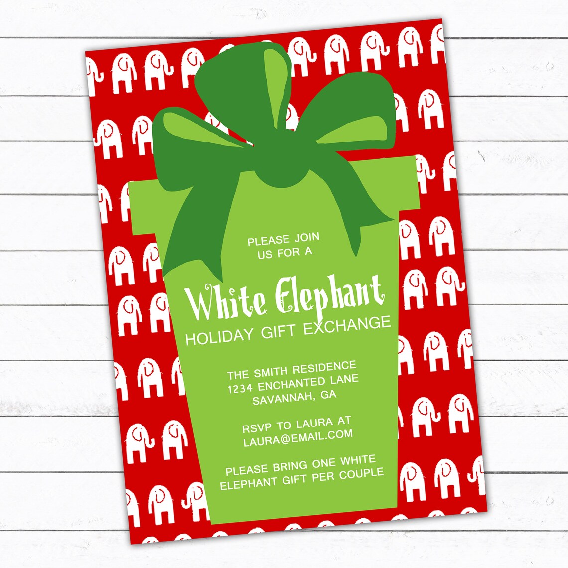 White Elephant Christmas Party Invitation DIY Printable Etsy