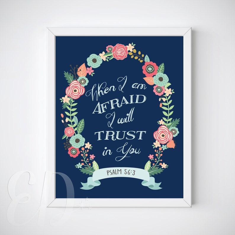 Psalm 56 3 Bible Verse Wall Art Printable Decor Instant