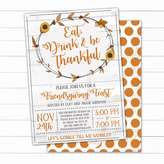 Friendsgiving Invitation Printable Friendsgiving Party | Etsy