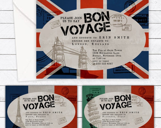 Bon Voyage Custom Party Invitation DIGITAL DIY Printable - Etsy