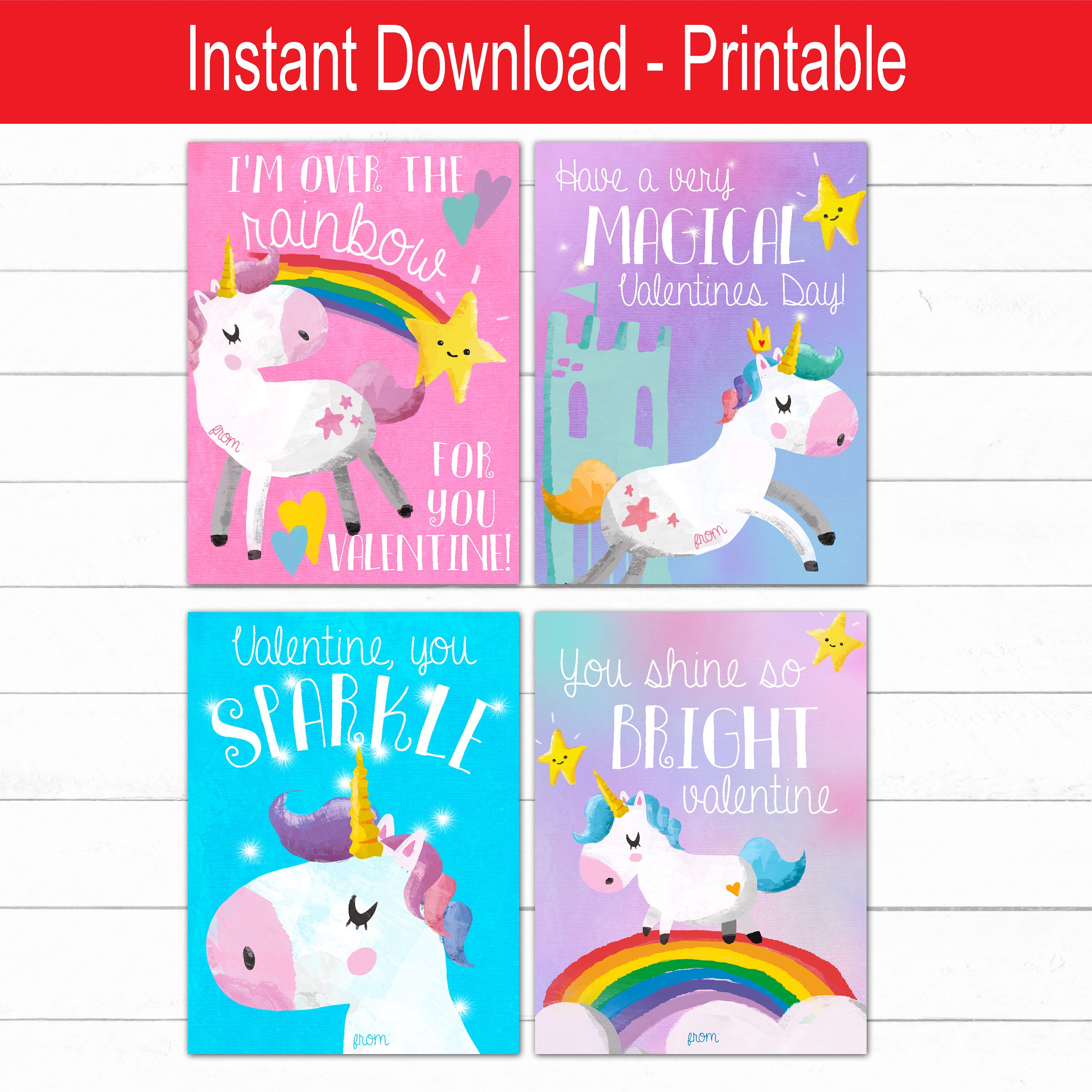 Free Printable Unicorn Valentine Cards Paper Trail Design Prettiest Pink Unicorn Valentines