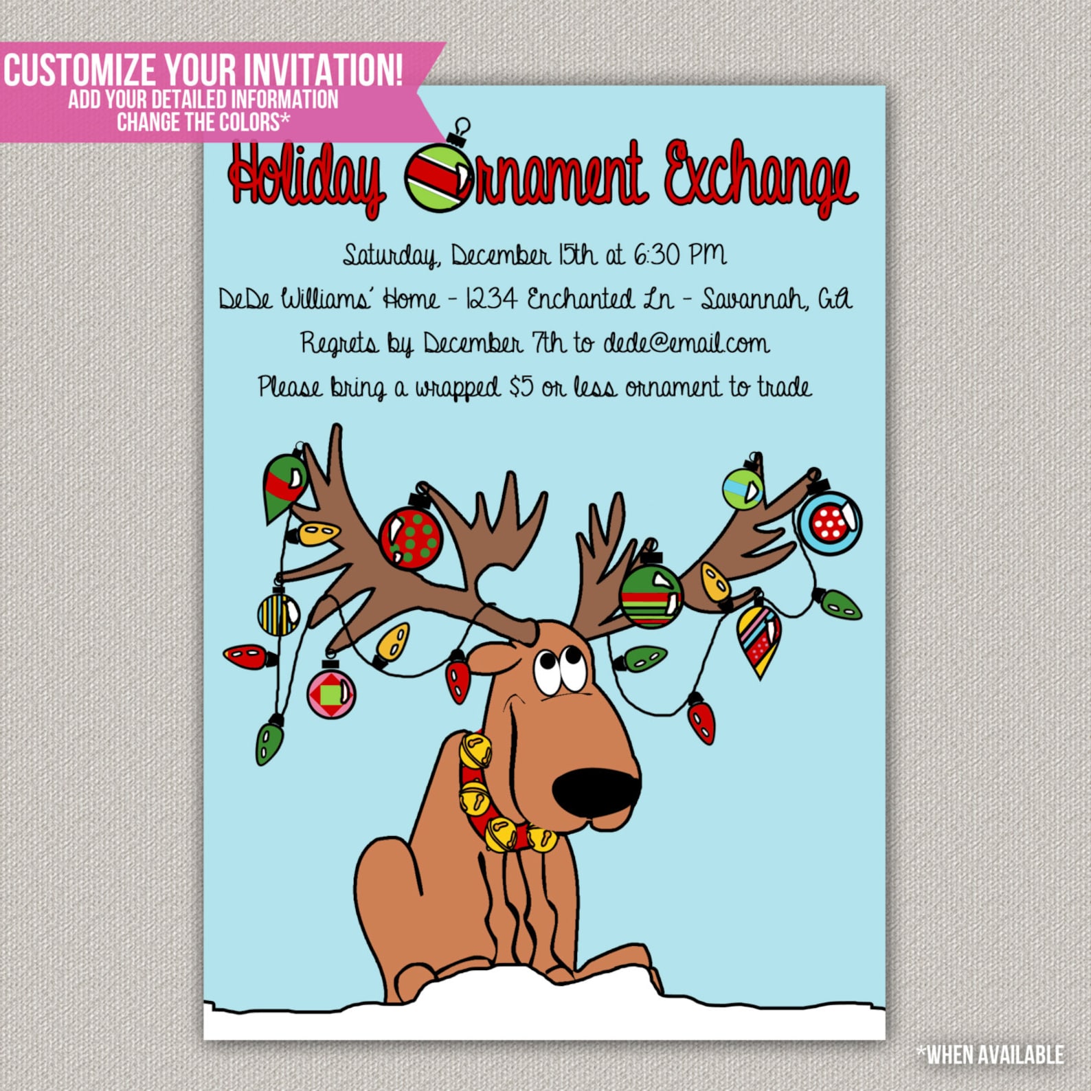 Holiday Ornament Exchange Party Christmas Party Invitation Etsy