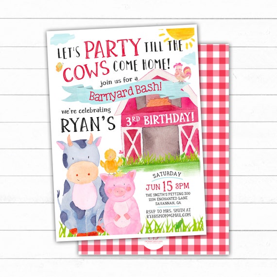 farm birthday party invitation farm birthday invite farm etsy