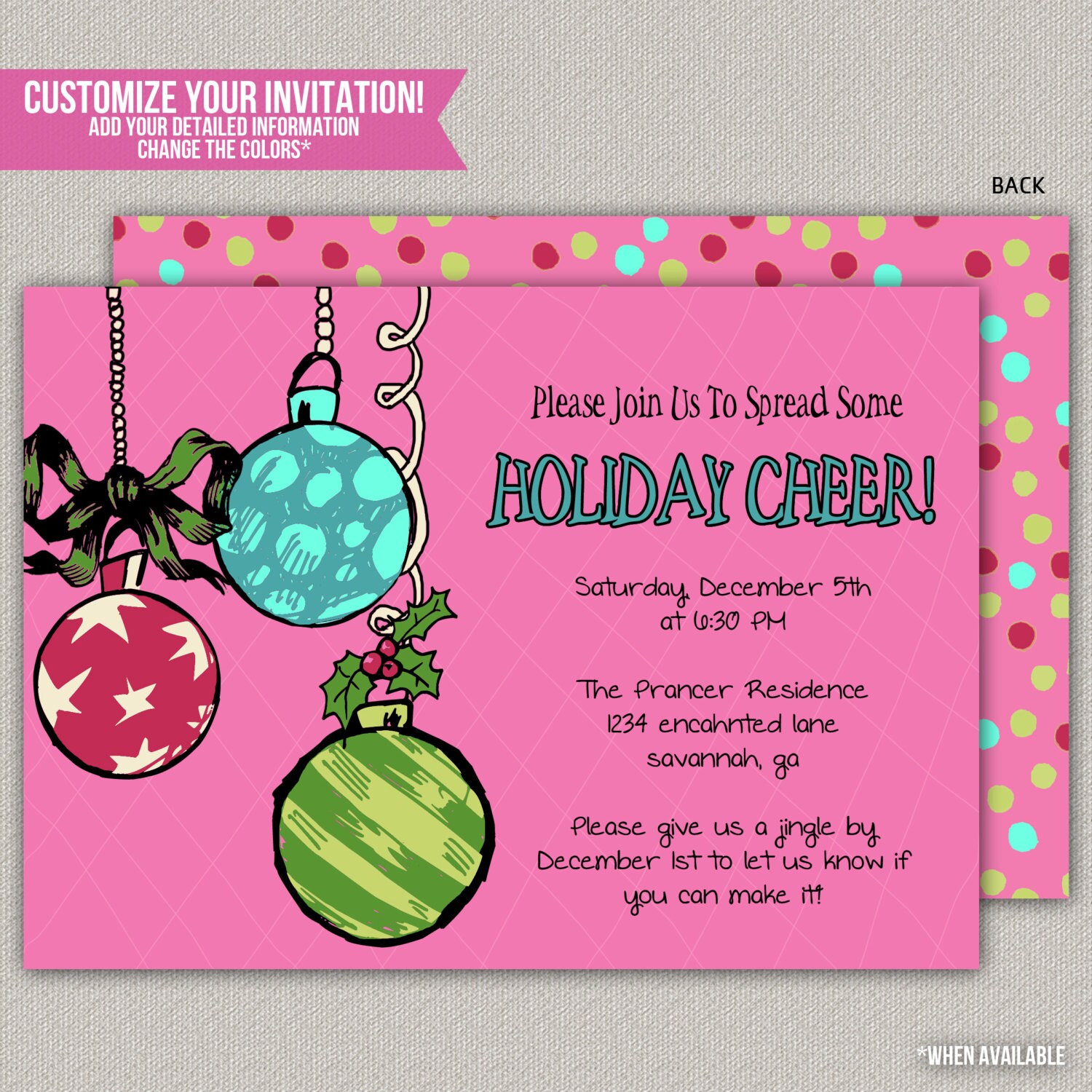 Holiday Cheer Christmas Party Invitation DIY Printable  Etsy