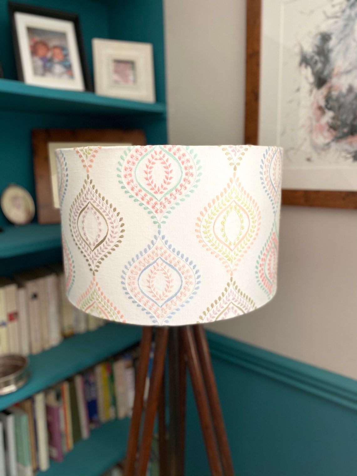 Handmade lamp shade beautiful embroidered fabric Etsy