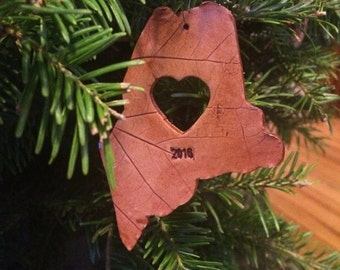 Maine ornament custom Maine state ornament Maine leaf ornament New England Christmas ornament New England ornament custom ornament OOAK