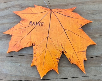 Maine ornament, Maine art, Maine decor, Maine gifts, leaf ornament, fall decor, maple leaf, personalized gifts, personalized ornament