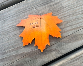 Maine 2023 ornament, Maine 2023 Christmas ornament, Maine maple leaf ornament, handmade gift for Mainer, Maine gift
