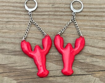 lobster earrings, Maine lobster earrings, polymer clay lobster earrings, Maine souvenir, gift for lobster lover, you're my lobster