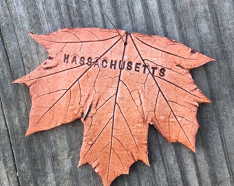 Massachusetts ornament, maple leaf Christmas ornament, teacher gift, Christmas gift for nature lover, New England ornament