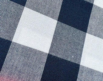 Carolina Gingham- 44” wide-RK Fabrics-Navy 1” Check-100% Lightweight Woven Cotton.  END of Bolt: 1 7/8 Yard (68”) Length.