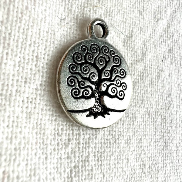 Tree of Life Charm, Antique Silver Plated, TierraCast, Celtic, Day of the Dead.