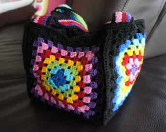 Colorful Crochet Granny Square Bag