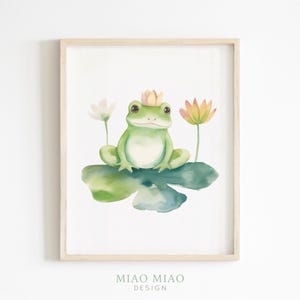 Cute Frog Print, Frog Nursery Decor, Nursery Wall Art, Kids Room Decor, Watercolor Animal, Printable Wall Art, Digital Download