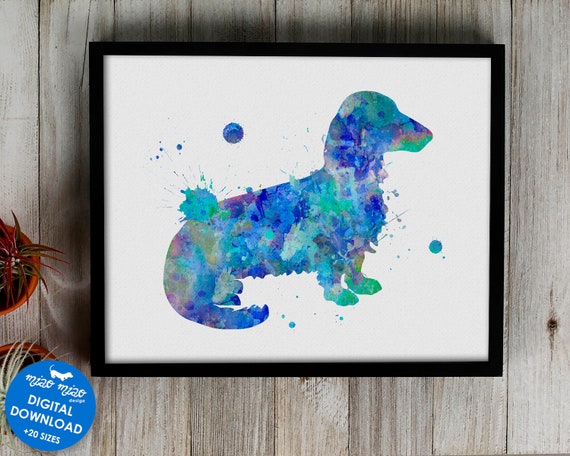 Long Haired Dachshund Print Watercolor Art Printable Dog Etsy