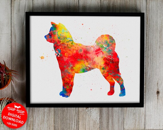 Shiba Inu Print Watercolor Art Printable Dog Poster Dog Painting Dog Wall Art Digital Download Nursery Decor