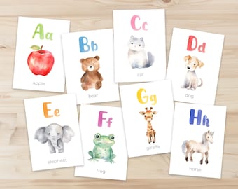 Alphabet Flash Cards, Digital Download, Educational ABC Flash Cards for Kids, Printable Alphabet Learning Cards, Toddler Flashcards