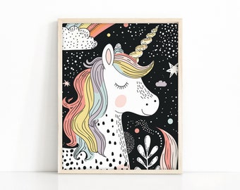 Unicorn Print, Girl Nursery Art, Nursery Wall Decor, Girl Bedroom Decor, Whimsical Unicorn, Printable Wall Art, Digital Download