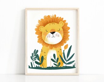 Baby Lion Print, Lion Nursery Decor, Nursery Wall Art, Kids Room Decor, Safari Nursery Printable Wall Art, Digital Download