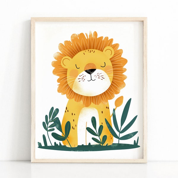 Baby Lion Print, Lion Nursery Decor, Nursery Wall Art, Kids Room Decor, Safari Nursery Printable Wall Art, Digital Download