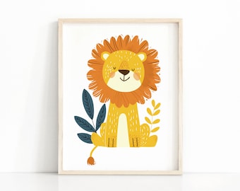 Cute Lion Print, Lion Nursery Decor, Nursery Wall Art, Kids Room Decor, Safari Nursery Printable Wall Art, Digital Download