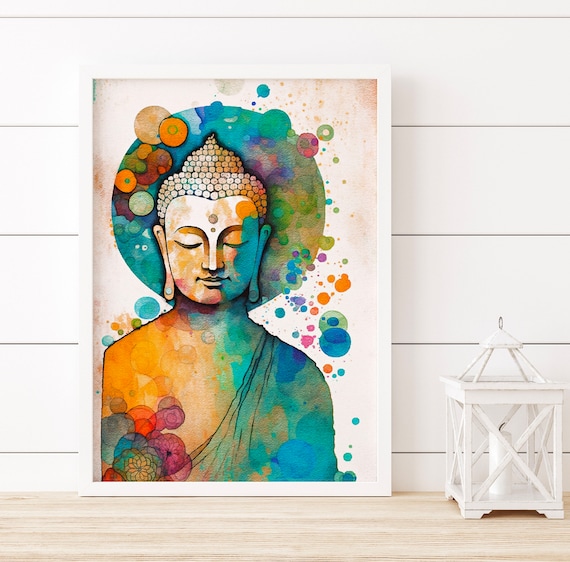 Buddha Wall Art Watercolor Painting Buddhist Home Decor Zen