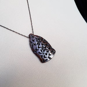 Brown bone pendant, Bone horn necklace carved, Handcrafted carved pendant