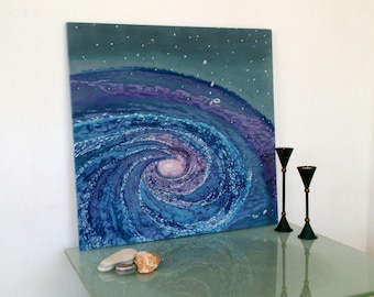 Andromeda Galaxy Painting Art, Space Planet Art, Purple and Blue Galaxy Art,Outer Space Art, Milky Way Art, Space Painting Art, Decor Cosmic