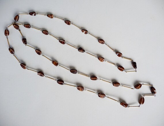 Art deco 1930s necklace, Faux Agate Bead Necklace… - image 6