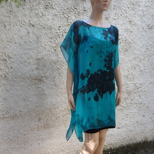Unique dress for women, Silk kimono dress, Wearable art clothing, Handpainted dress, Party kaftan dress, Light summer dress, shops Boho chic dress