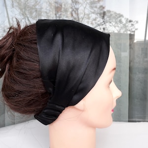 Hair band for women, Wide silk headband, Black hairband