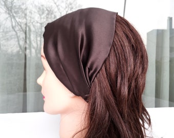 Silk Satin Wide Headband: Brown Hair Band for Women