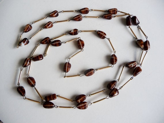 Art deco 1930s necklace, Faux Agate Bead Necklace… - image 2