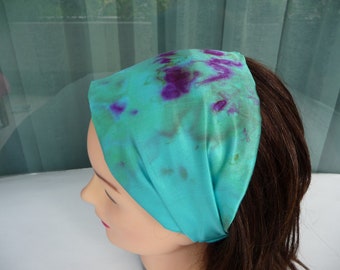 Silk headband flowers, Teens women headband, Painted headband, Blue turquoise headband, Silk head band, Reversible headband