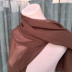 Silk muslin wrap shawl wedding shrug, Brown silk scarf shawl, Gift accessory scarf for mom