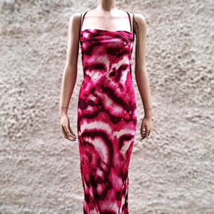Maxi cotton satin slip dress backless with cowl neck, Vintage Summer elegant dress with cross straps, Cocktail party dress size Medium