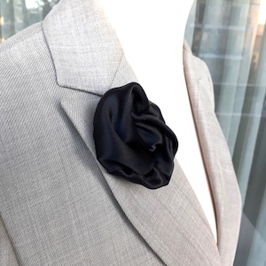 Fabric flower brooch, Silk flower pin in black, Corsage black flower brooch, Elegant fabric floral brooch pin women, Flower brooch gift
