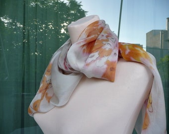 Silk chiffon scarf, Hand painted scarf, Silk scarf for wedding, Elegant silk scarf