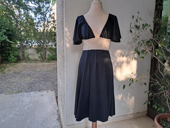Vintage Black Silk Satin Midi Dress | Y2K Whimsigoth Lace Slip Dress