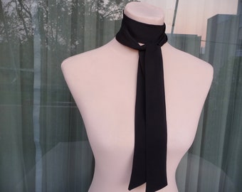 Black neck silk skinny scarf, Long skinny bow scarf, Skinny silk scarfs for women, Fashion skinny scarf, Scarf gift birthday for her