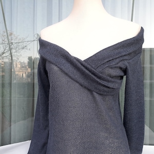 Blouse with collar sewing pattern, Off shoulder top pattern pdf, V-neck long sleeve knit top pattern, Sexy top digital pattern