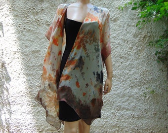 Silk kimono jacket kaftan women, Hand painted jacket kimono, Silk kimono for party, One size kimono jacket