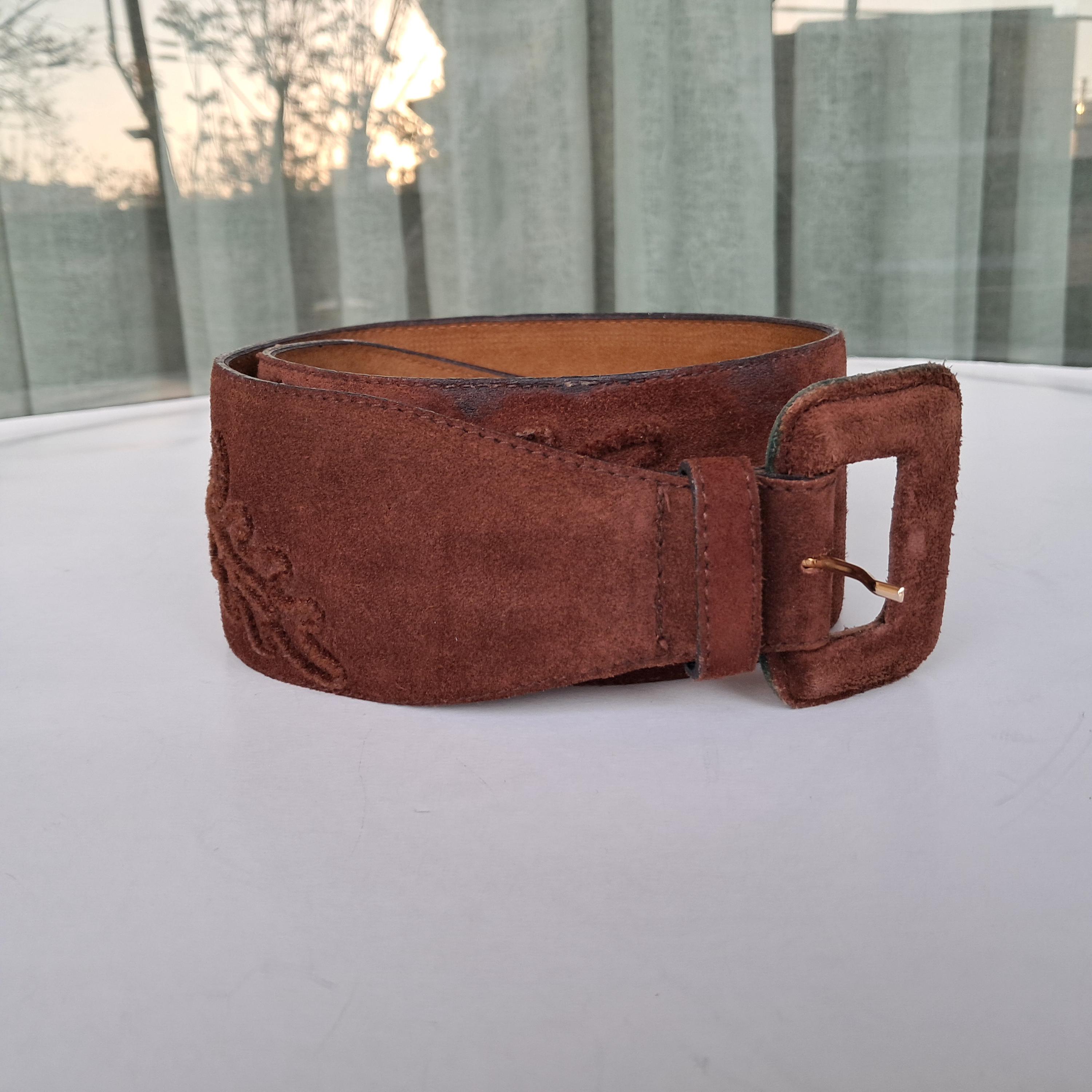 Vintage‎ suede big stitch boho rustic statement belt Vintage Embroidered Suede Leather Belt: Wide Boho Waist Belt  main image 4
