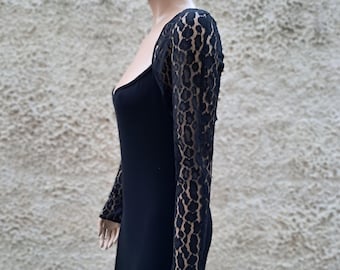 Black Lace Bolero Shrug, Long Sleeve Gothic Animal Print