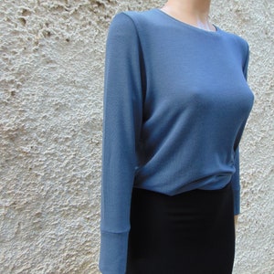 Digital pattern women, Sewing pattern jersey mock neck/turtleneck shirt, Pdf Simple Basic top, Pattern loose fit blouse, Beginner pdf shirt