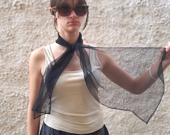 Silk Scarf Women, Black Silk Chiffon, Black Wrap Shawl, Silk Mousseline Scarf, Solid Color Silk Scarves, Gift Mom