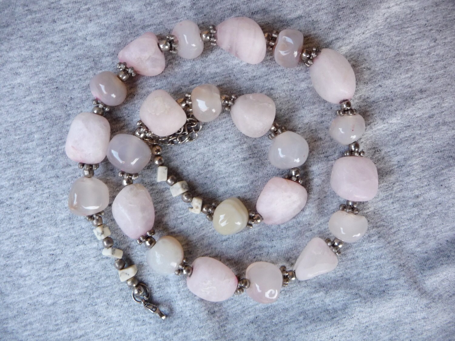 Collier Agate Rose Pâle Argent Sterling - Neuf Sans Emballage