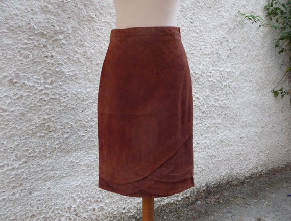 Women Suede skirt / Leather skirt / High waisted s