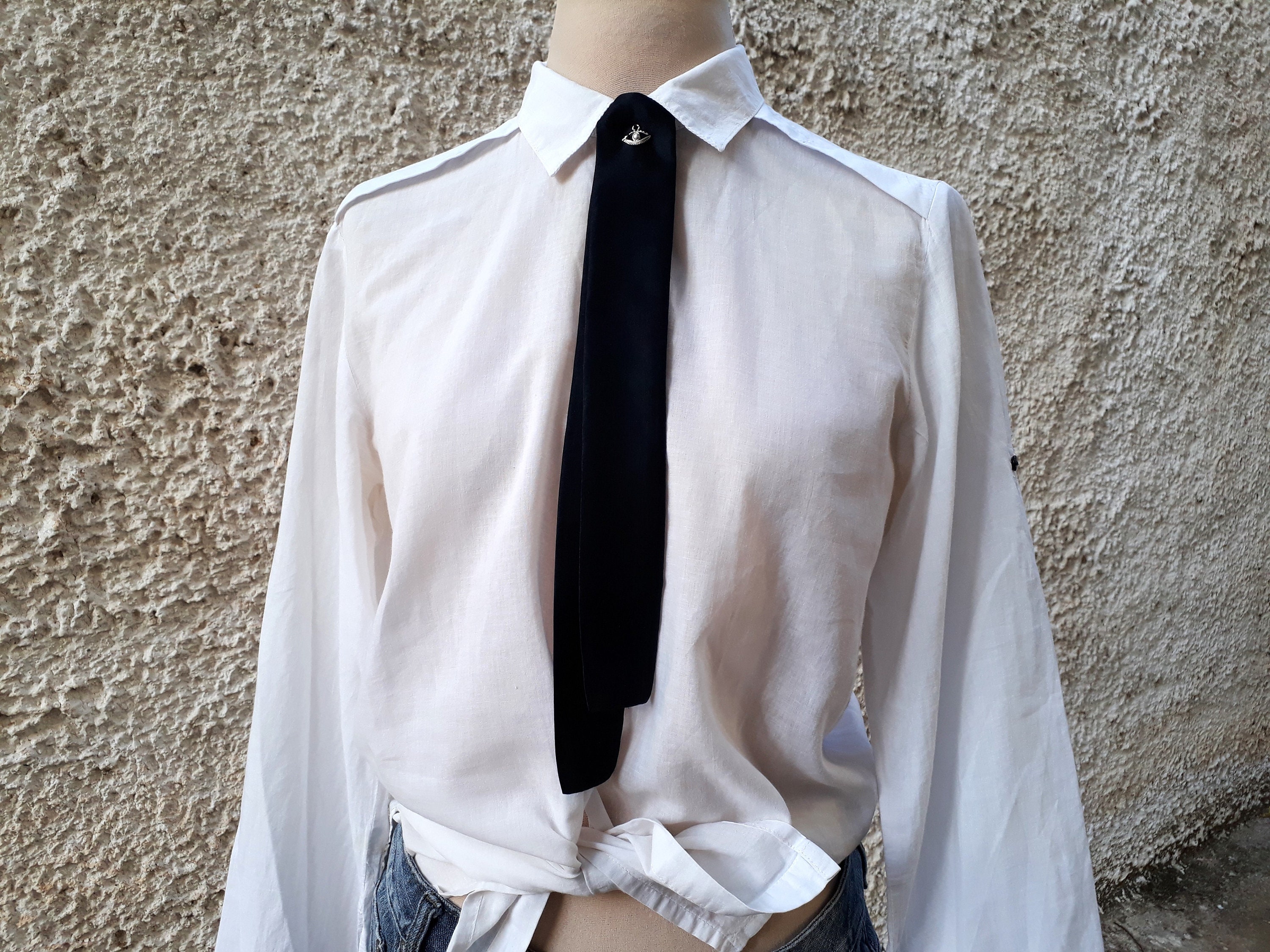 Cravate Fine En Soie Noire à Motif Quadretti - Fabrication Italienne, Longueur Classique 150cm